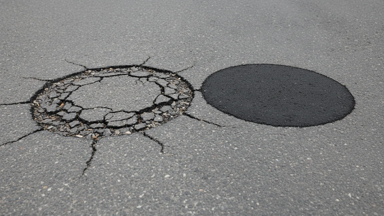 Comparación entre un parcheo agrietado y un bacheo permanente bien compactado